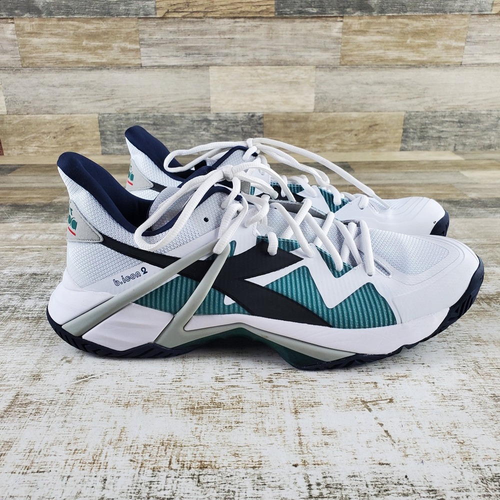 Diadora B.Icon 2 Mens Shoes Sz 13 Tennis Teal Black White Lace-Up Sneakers